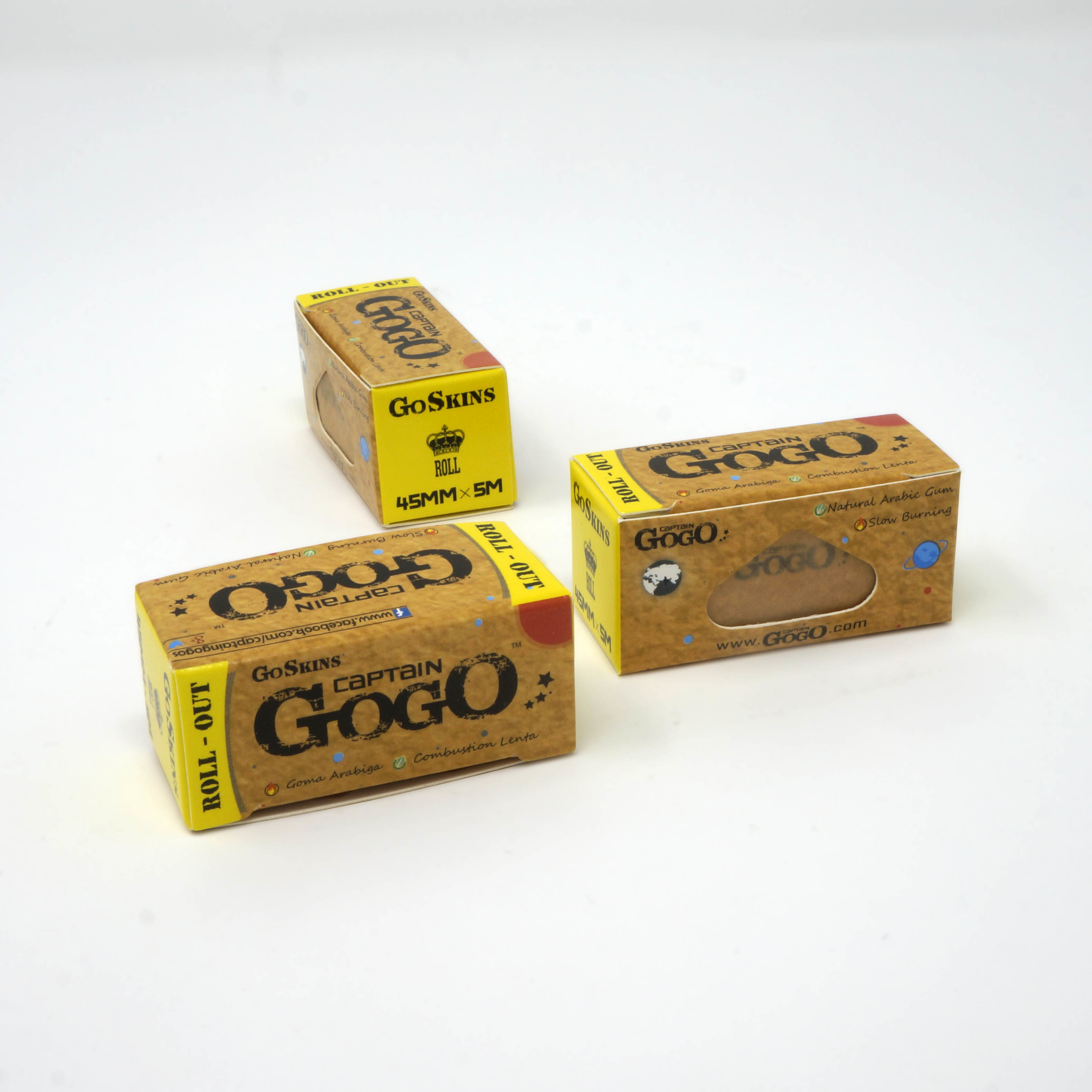 Captain Gogo - Virgin Wood Pulp Paper, 33 Leaves King Size Slim 44mm X 108mm , Unbleached Brown With Natural Arabic Gum