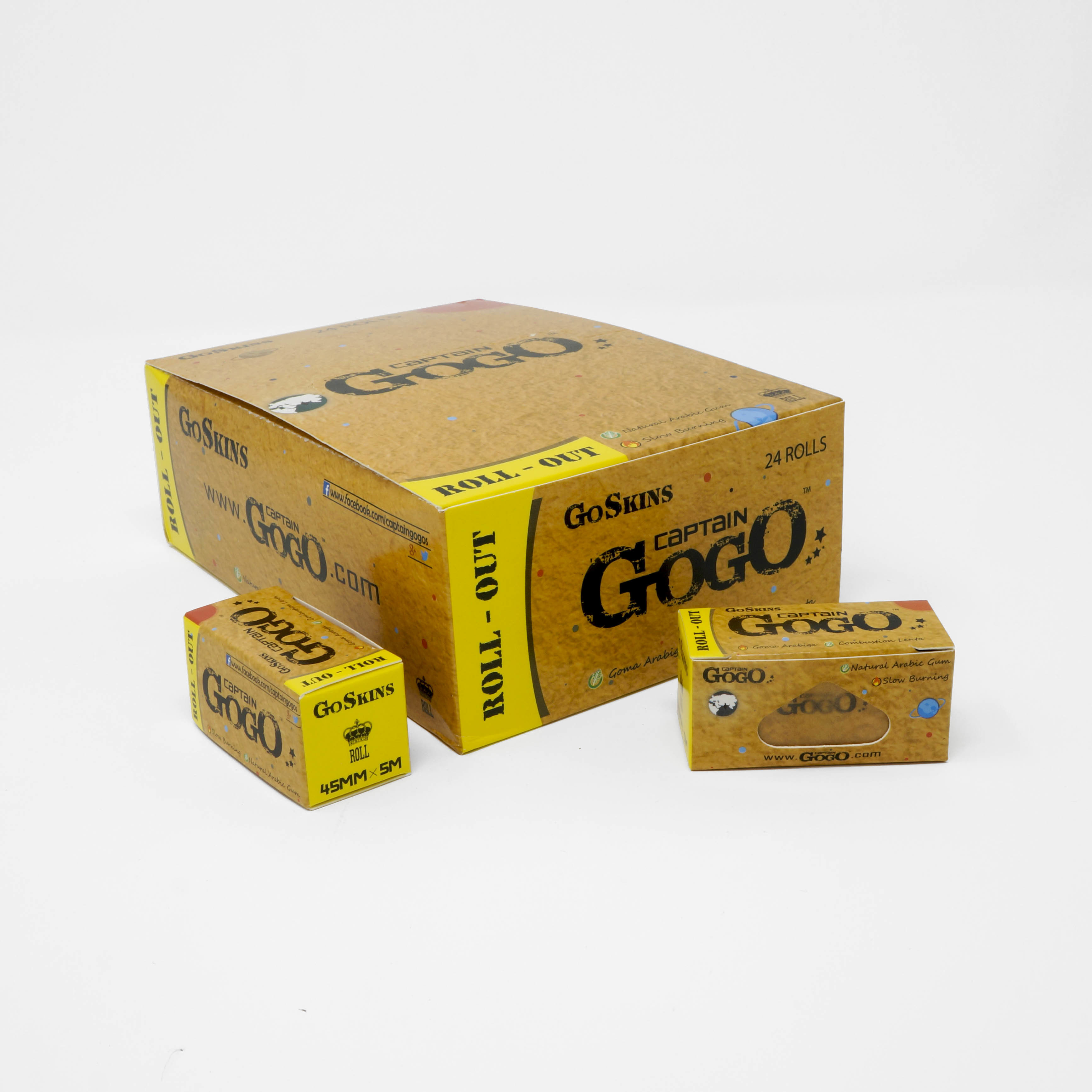 Captain Gogo - Virgin Wood Pulp Paper, 33 Leaves King Size Slim 44mm X 108mm , Unbleached Brown With Natural Arabic Gum