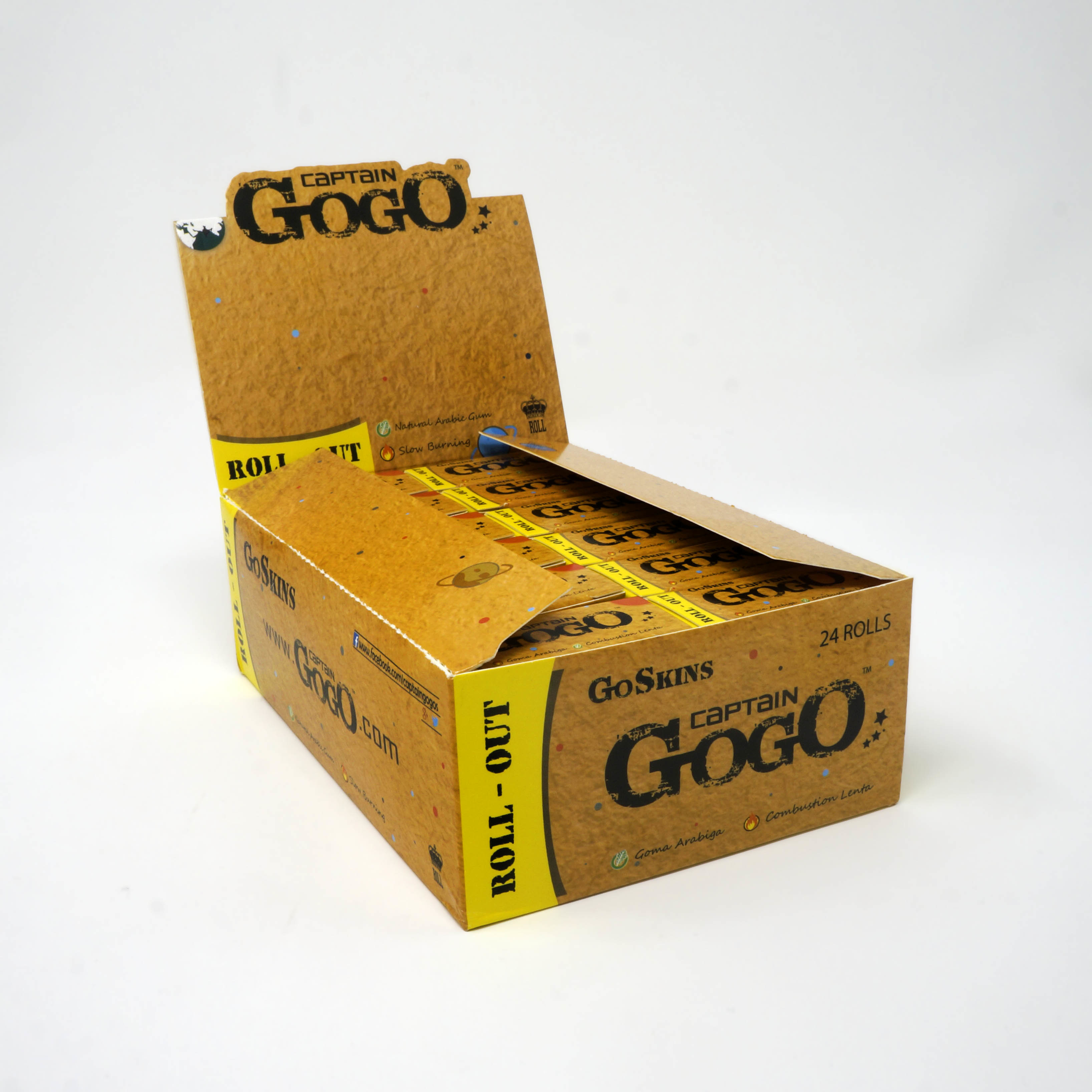Captain Gogo - Virgin Wood Pulp Paper, 33 Leaves King Size Slim 44mm X 108mm , Unbleached Brown With Natural Arabic Gum