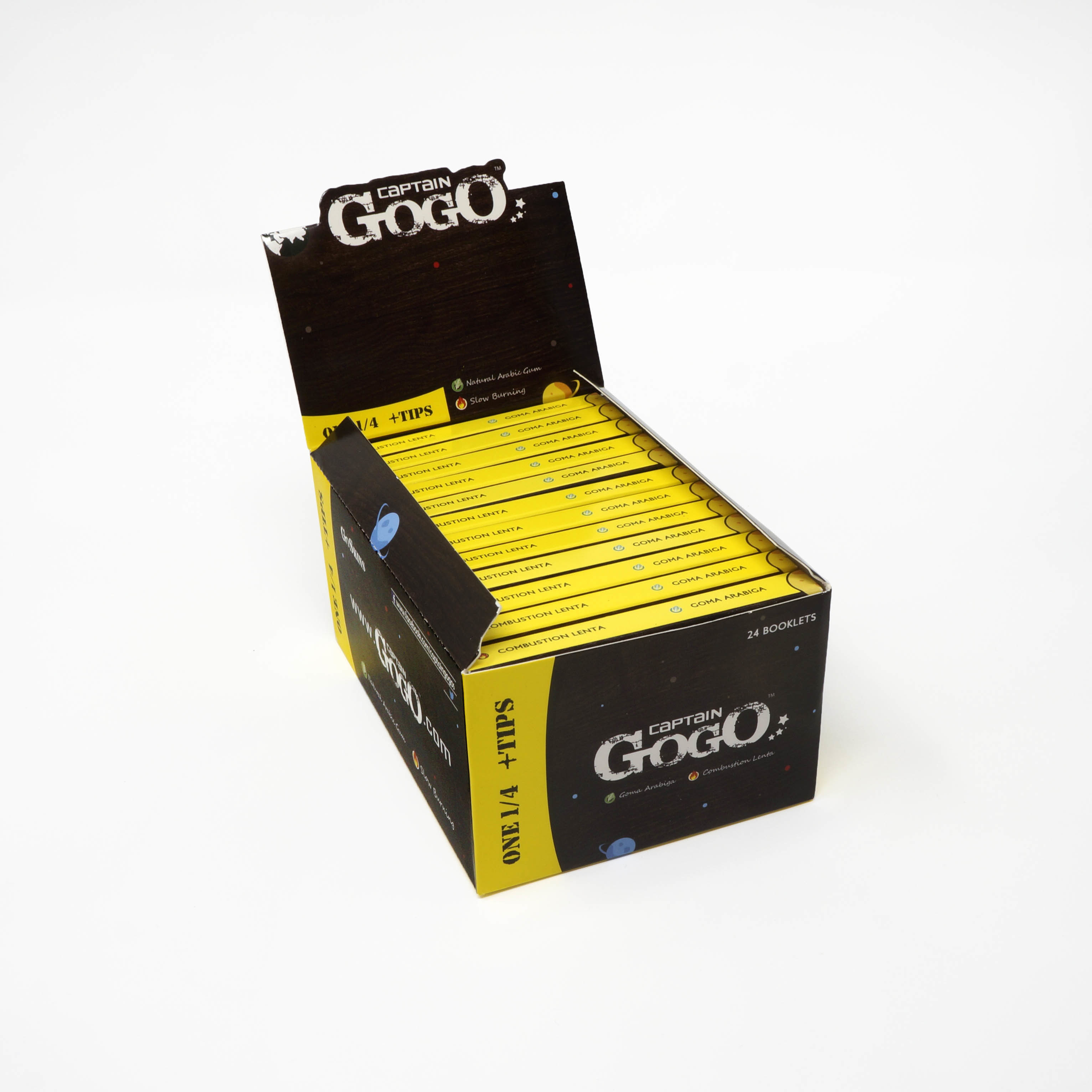 Captain Gogo - Unbleached Brown Virgin Wood Pulp Rolling Paper 1 1/4 Size, 50 Sheets With Cardboard Filters & Slow Burning 12.5 Gsm