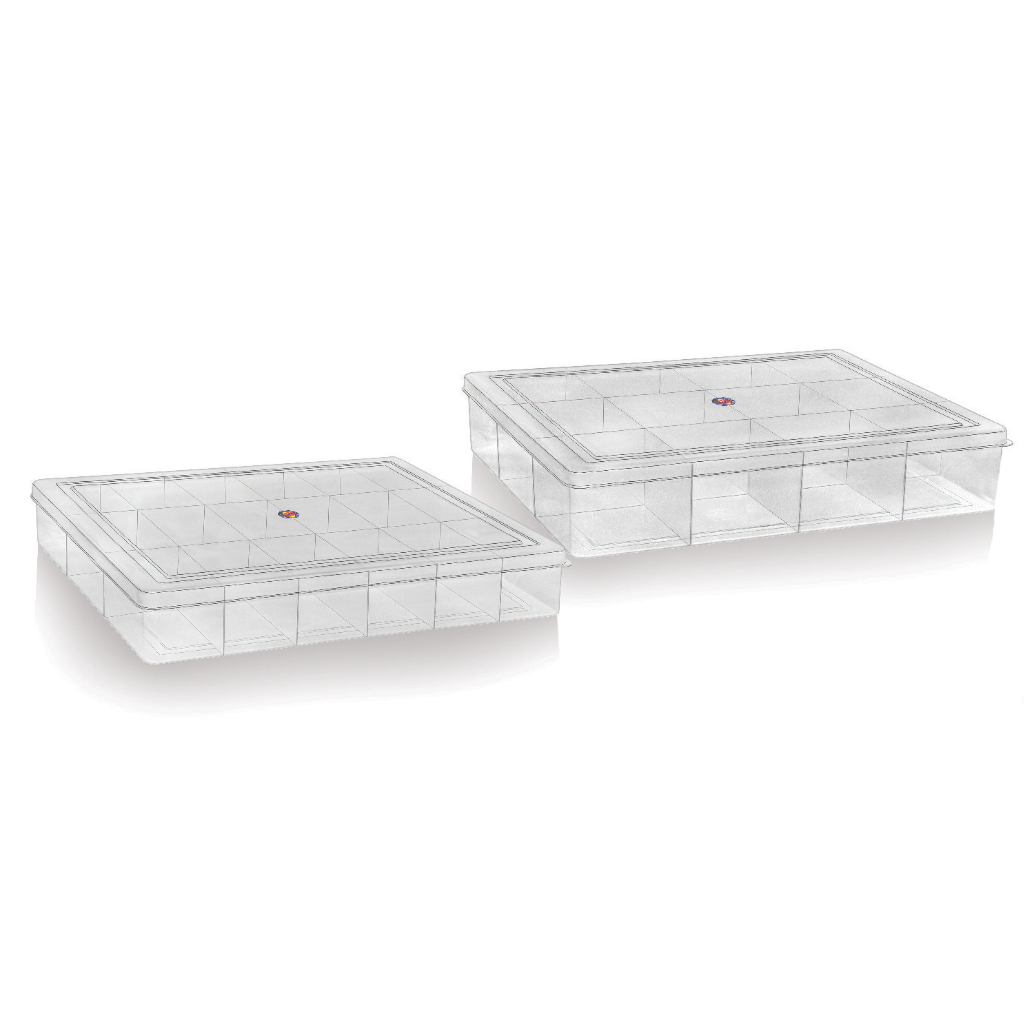 Rectangle Partition Plastic Box - Plastic, 162 X 104 X 28 Mm, Transparent | Microwave Safe, Freezer Safe, 6-part Design, Injection Molding