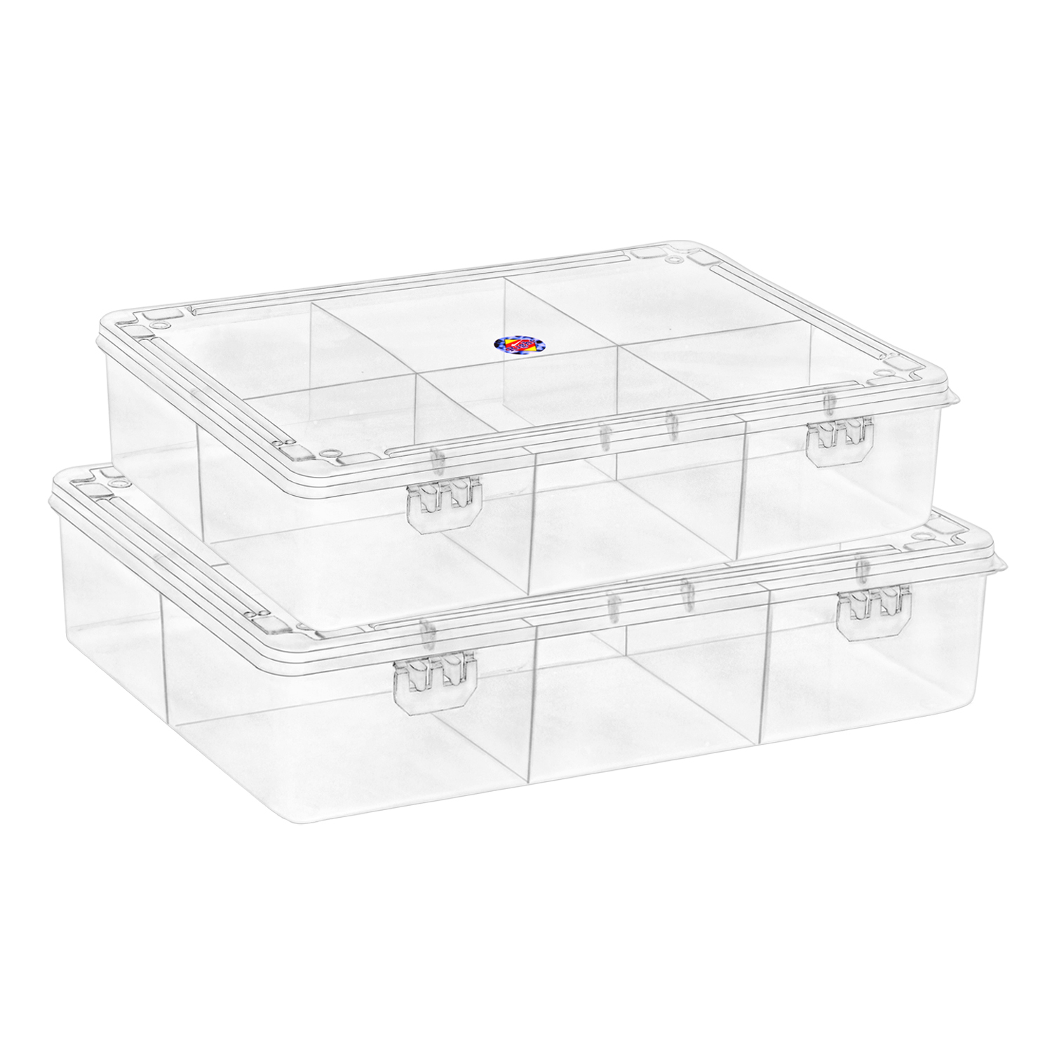 Rectangle Partition Plastic Box - Plastic, 162 X 104 X 28 Mm, Transparent | Microwave Safe, Freezer Safe, 6-part Design, Injection Molding