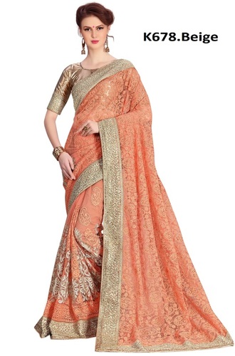 Pink Unique  Embroidered Net Saree Collection
