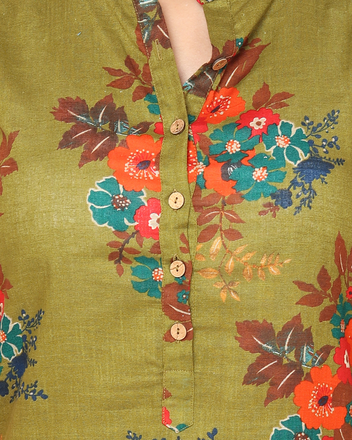 Green Floral Printed Kurti