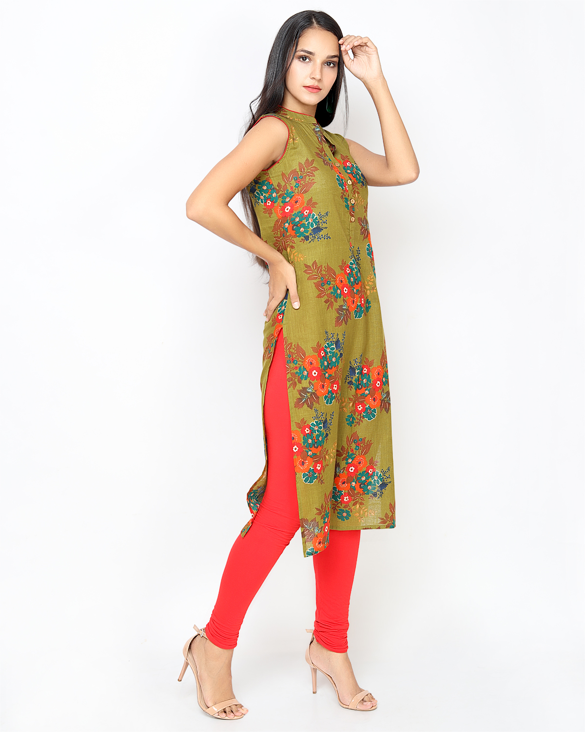 Green Floral Printed Kurti