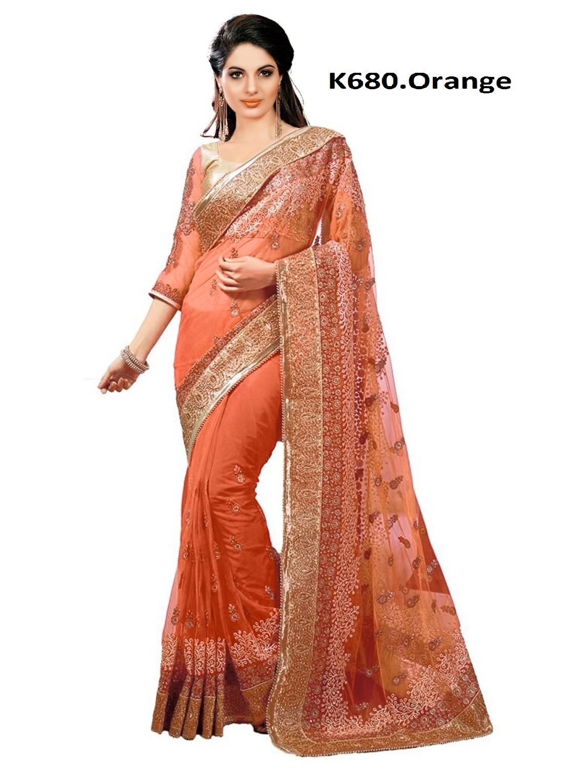 Blue Heavy Embroidered Net Saree Collection