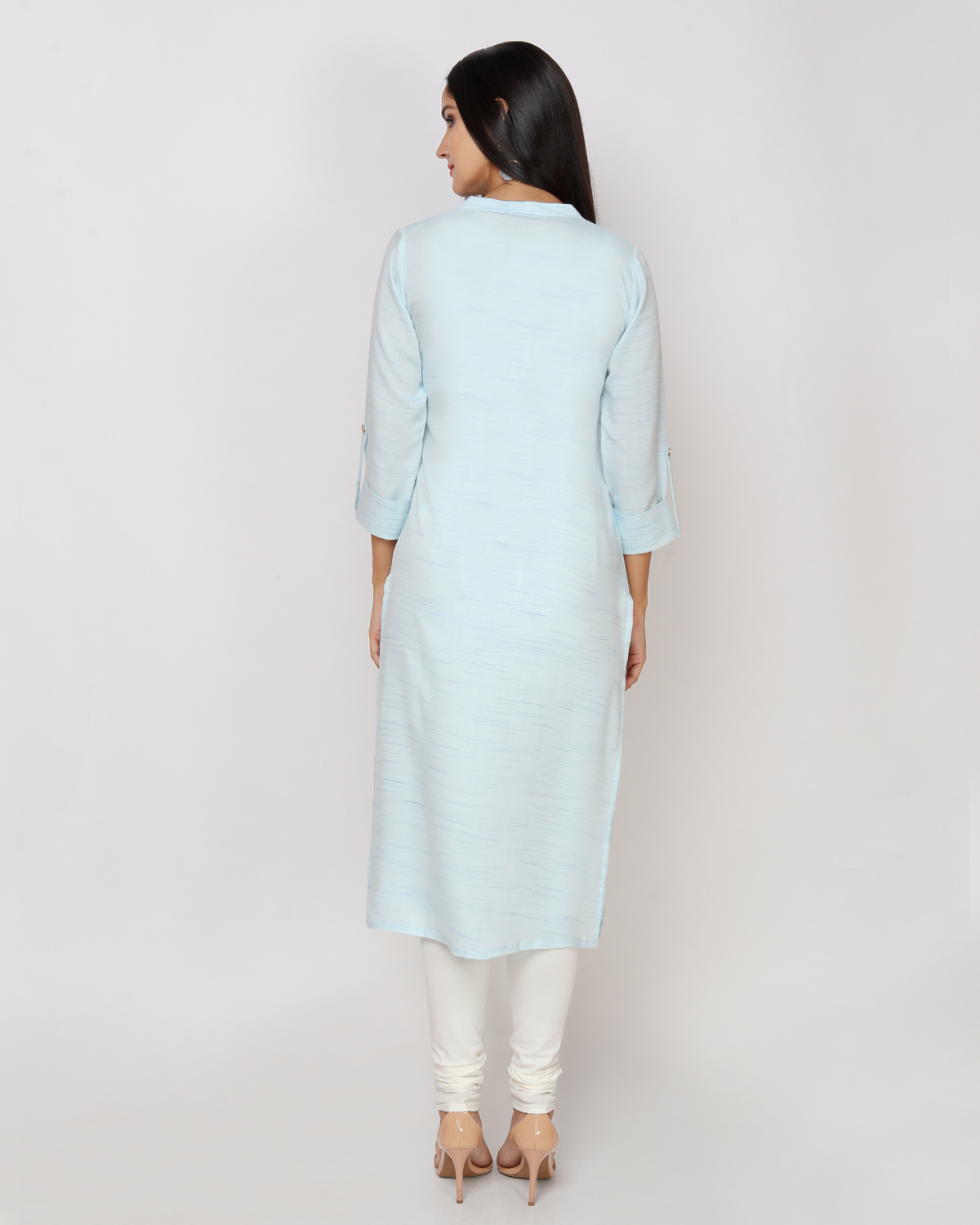 Blue Solid Printed Pastel Kurta