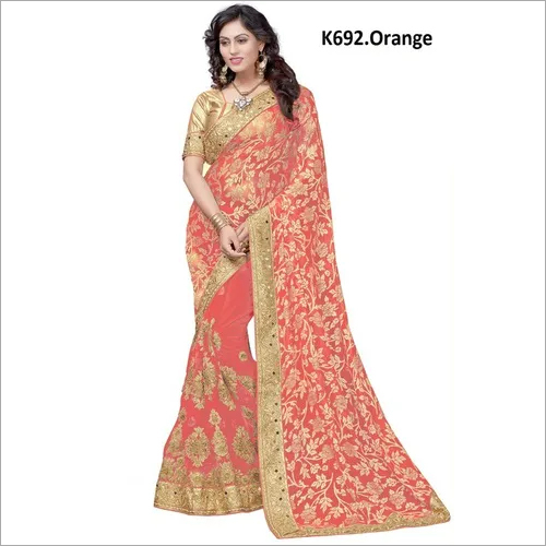 ऑरेंज ब्रासो साड़ी