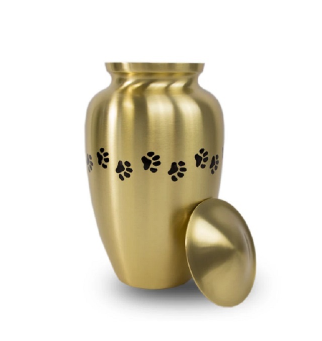 Brass Pet Cremation Urn - 10.3x6.0 Inches, Bronze With Gold Finishing - Floating Hearts Of Love, Ideal Home Decoration
