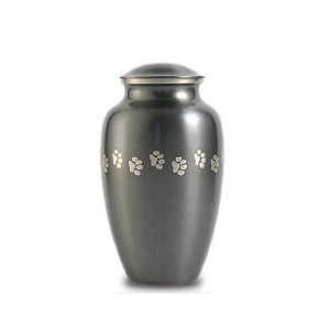 Slate Paw Cremation Urn - Brass Metal, 5.3x3.5 Inches, Black Enamel Finish - Ideal Gift For Home Decoration