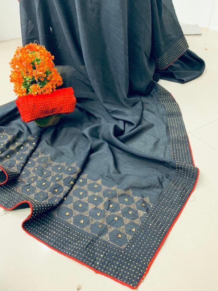 Multy Designer Silver Zari Banarasi Silk Saree