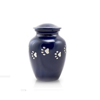 Black Medium Paw Print Pet Cremation Urn -Engravable