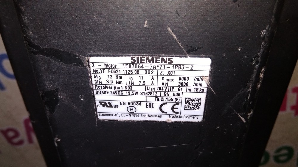Siemens Servo Motor 1fk7 064-7af71-1pb3-z