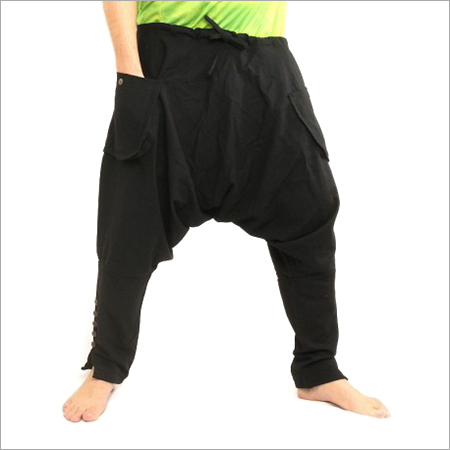 Mens Harem Pant - Cotton, Size M/L/S/XL, Black | Trendy Plain Design, Washable Fabric for All Seasons: Rainy, Spring, Summer, Winter