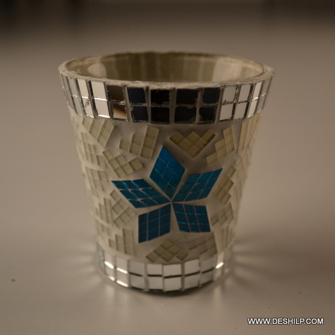 Colorful Design Small T Light Candle Holder - Material: Glass