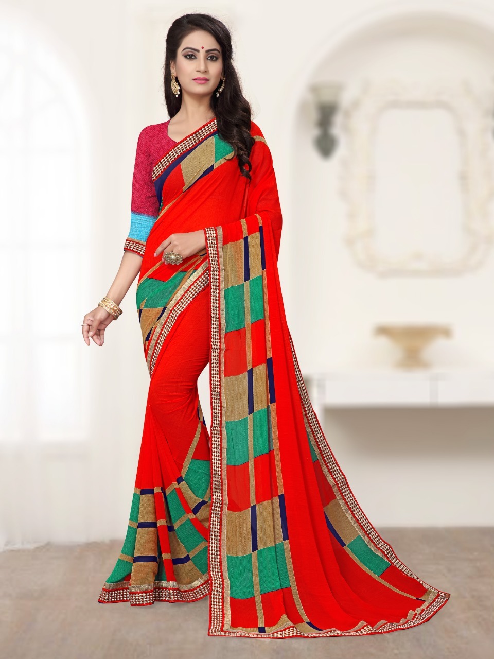 Multicolored Printed Saree
