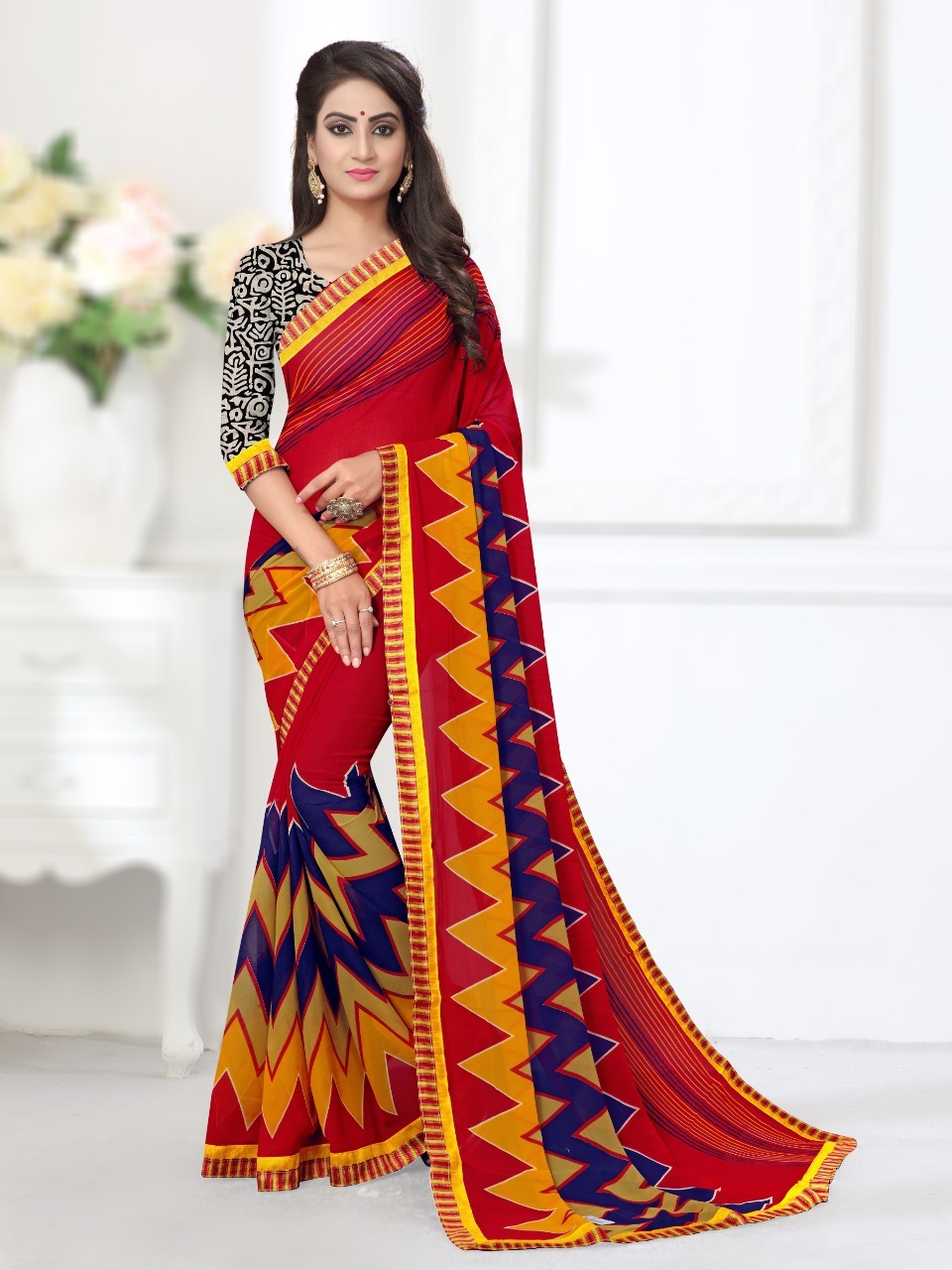 Multicolored Printed Saree