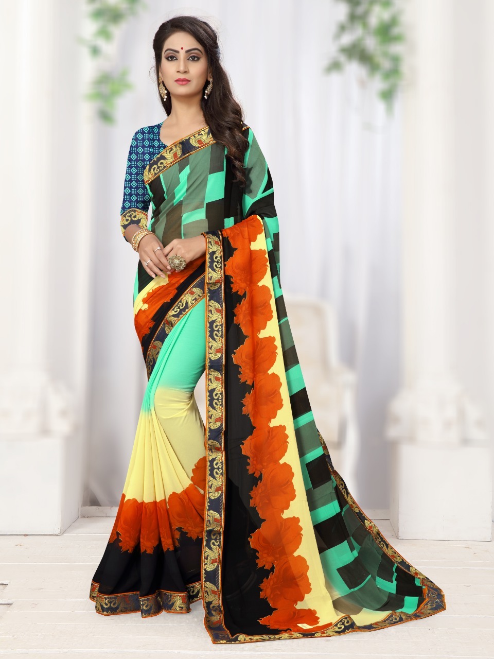 Multicolored Printed Saree