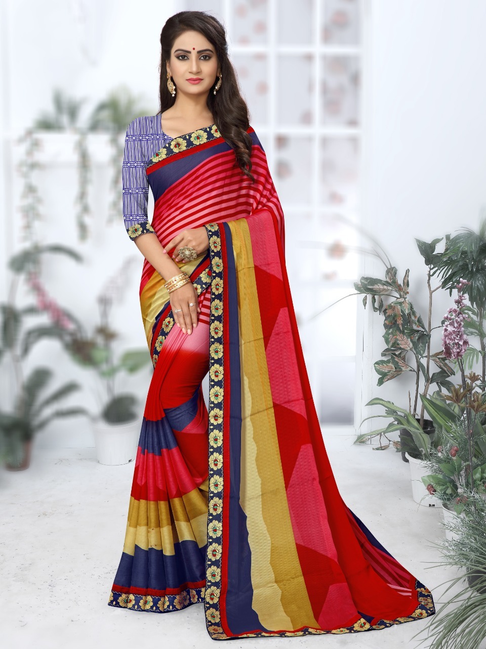 Multicolored Printed Saree
