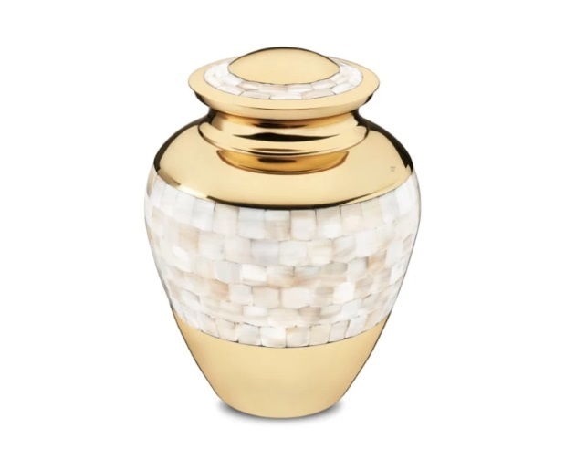 Gold New Mother Of Pearl Brass Urn