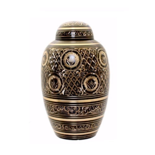 Black Radiance Solid Brass Urn New