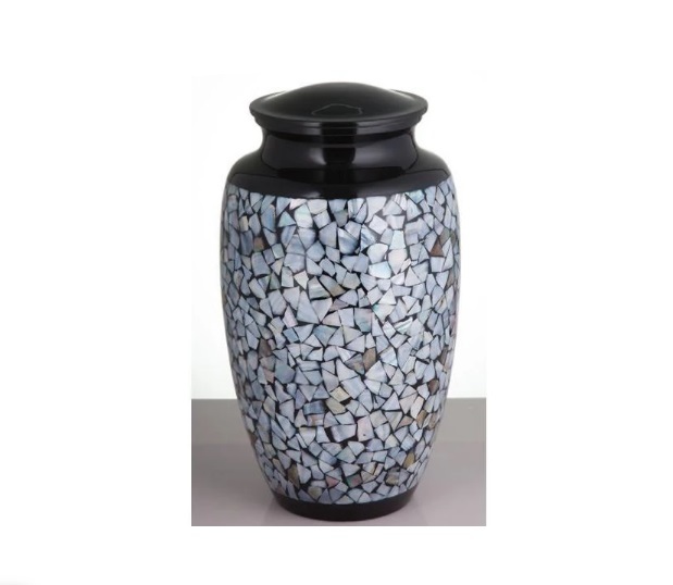Black Mother Of Pearl Inlay Moon Urn New