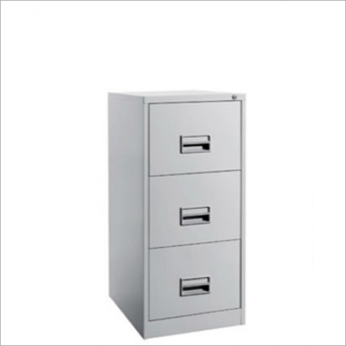 Three Drawer Filing Cabinet - High-Grade Alloyed Metal, Gray Color | Durable, Rust-Proof, 1-Year Warranty, Indoor Office Furniture