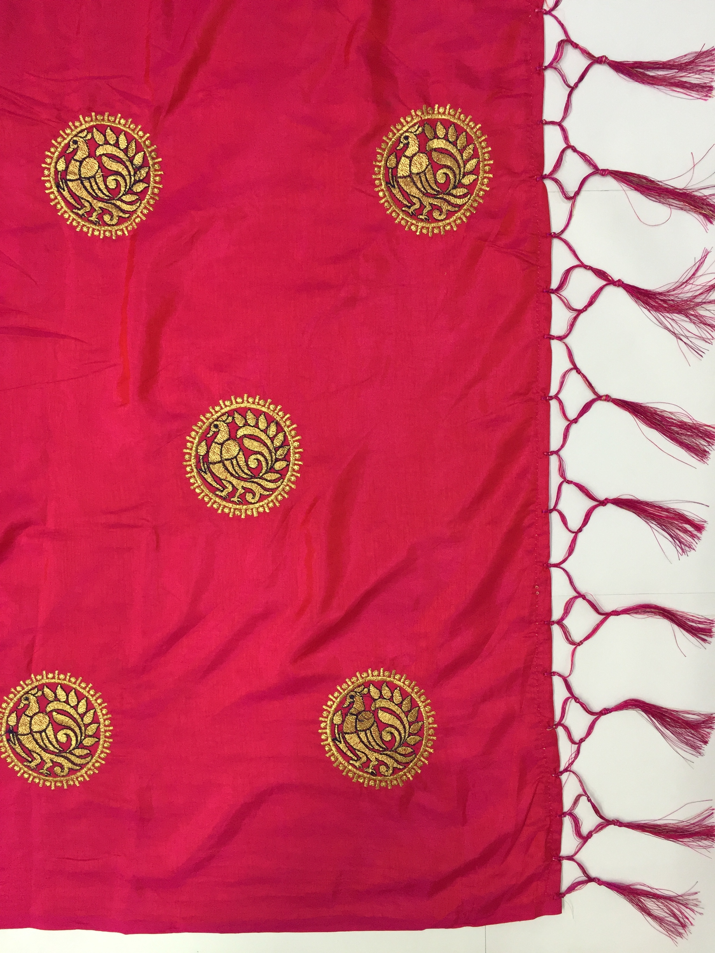 Pink Silk Embroidered With Tassel Border Saree Collection