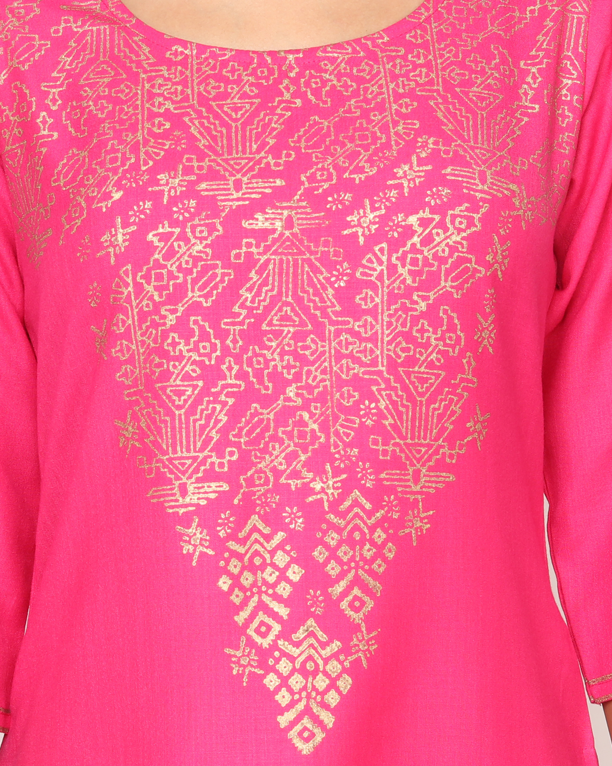 Pink Block Print Kurta With Palazzo