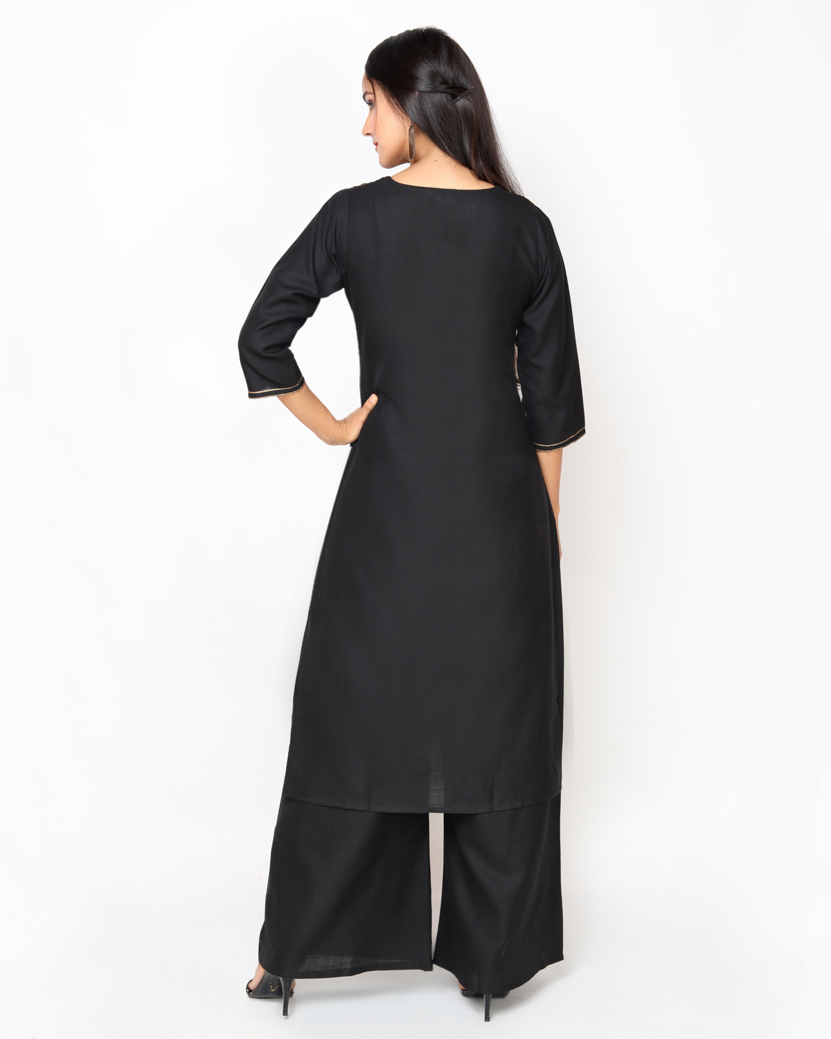 Black Block Palazzo Kurta