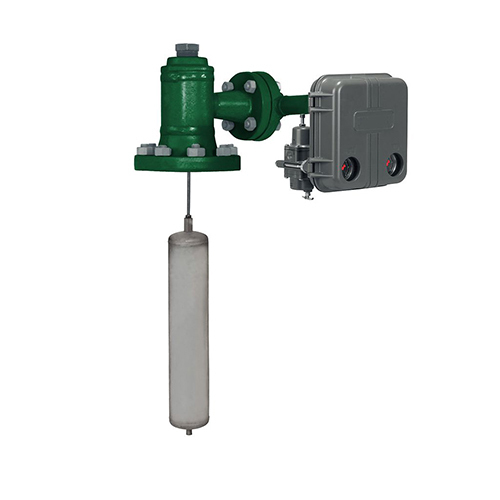 Pneumatic Level Controller - Mild Steel, 14 Inch Length, 46 mm Outer Diameter - Silver and Green Square Design