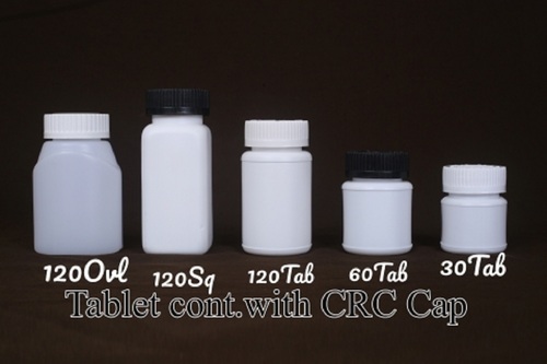 Tablet Container - HDPE Material, 6-100 Tablets Capacity, White Color - Round Plastic Shape for Secure Tablet Storage