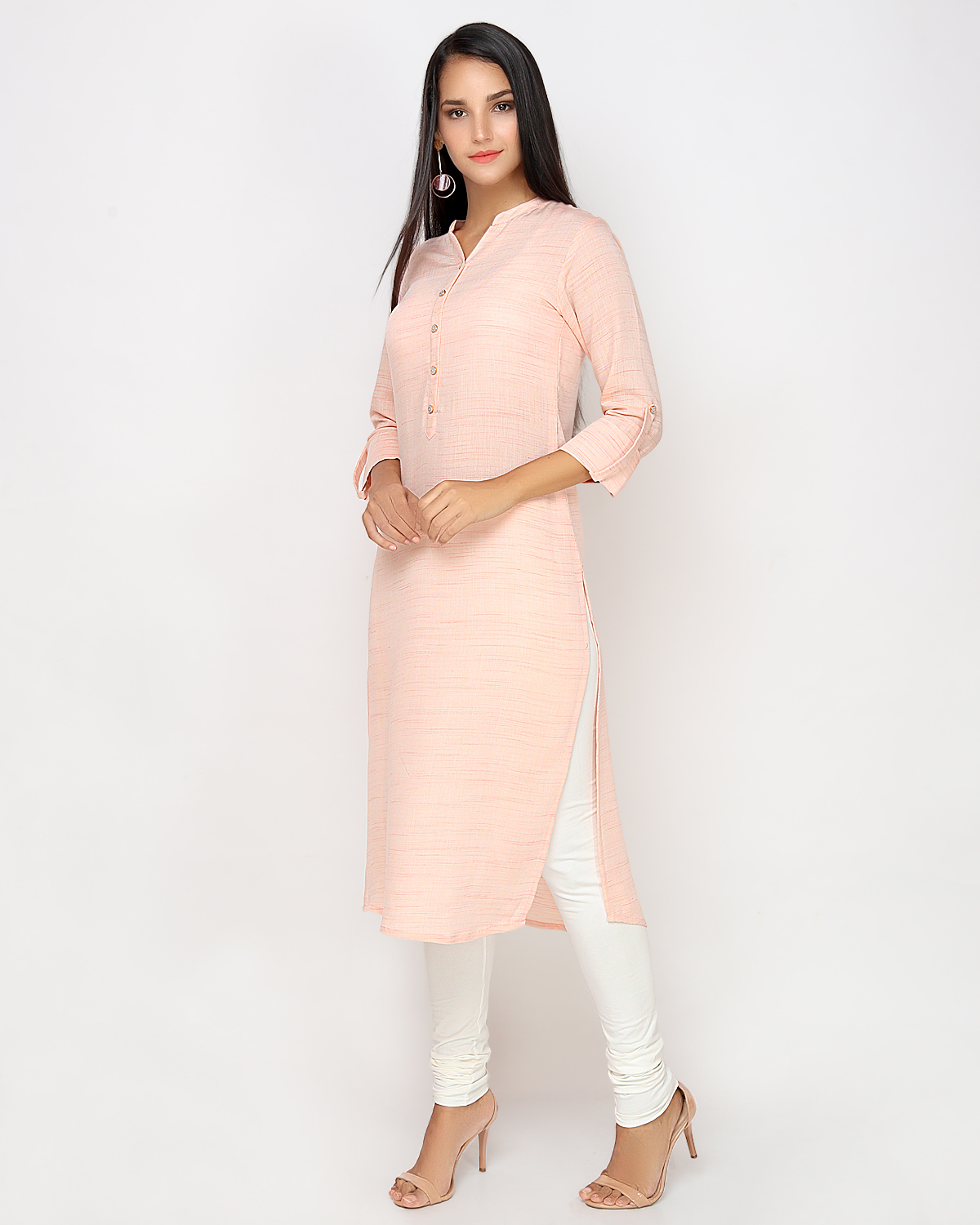 Peach Solid Pastel Kurta