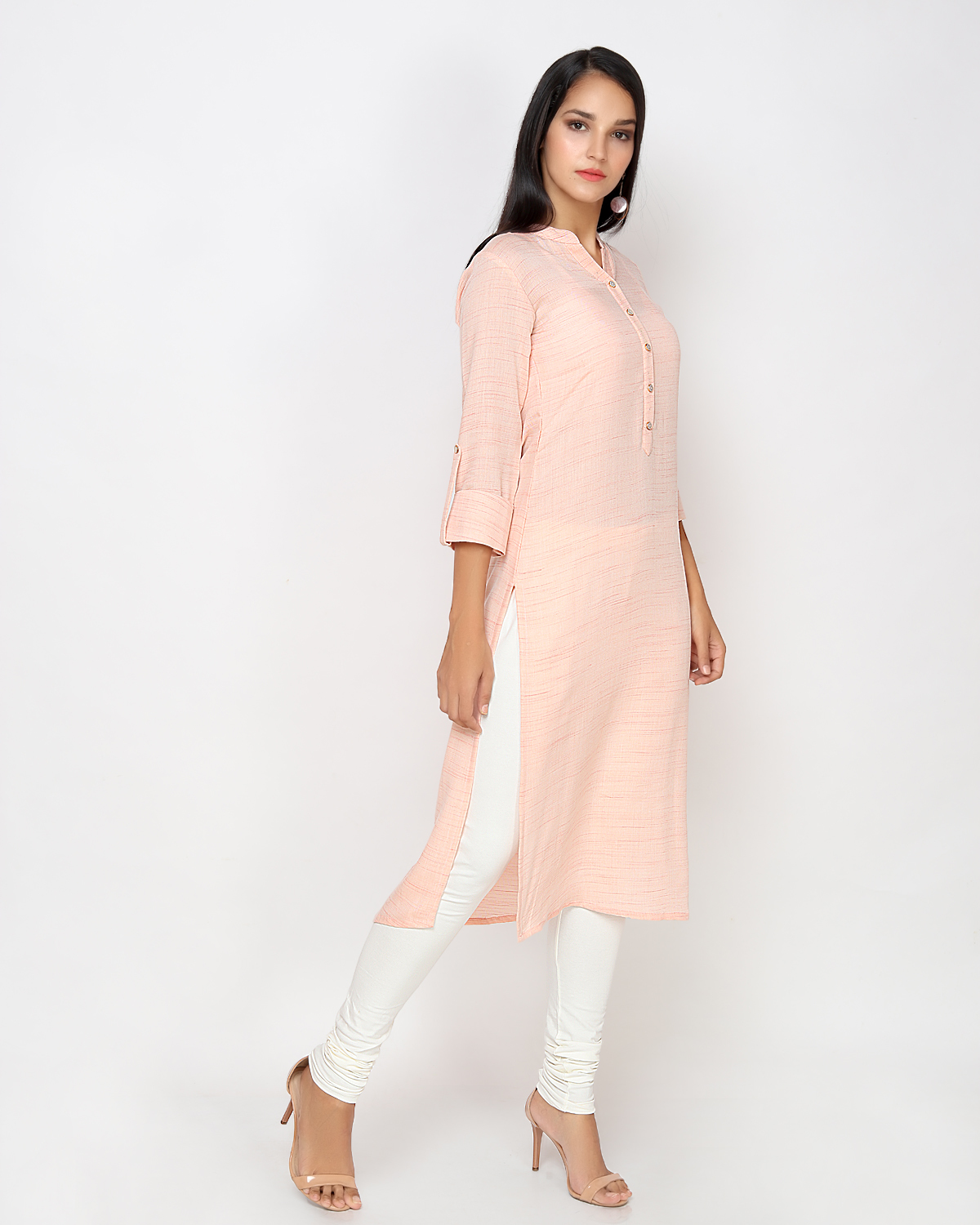 Peach Solid Pastel Kurta