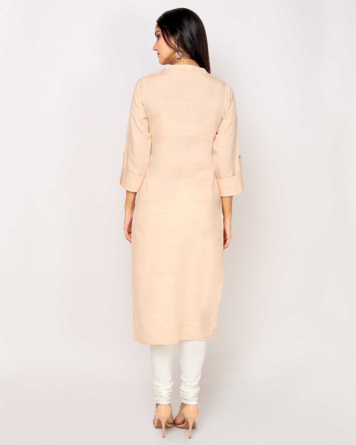 Pastel Kurti - Rayon Blend 45 Inch Length | Orange 3-4th Sleeves Washable Design For Office And Casual Wear