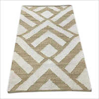 Handloom White Designer Carpet Quick Drying