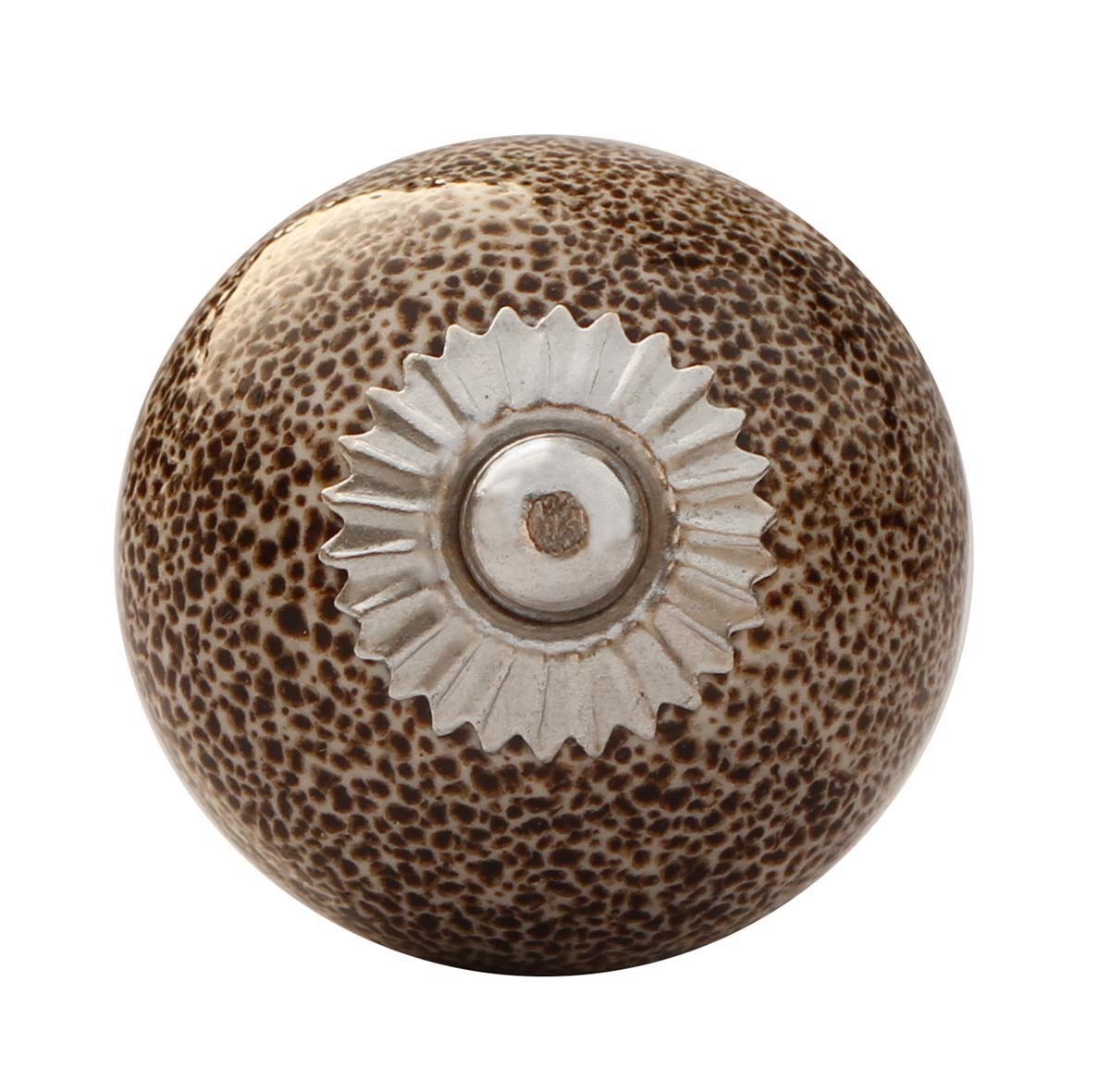 Ceramic Knobs Hand Painted Brown Color With Speckled Leopard Prints