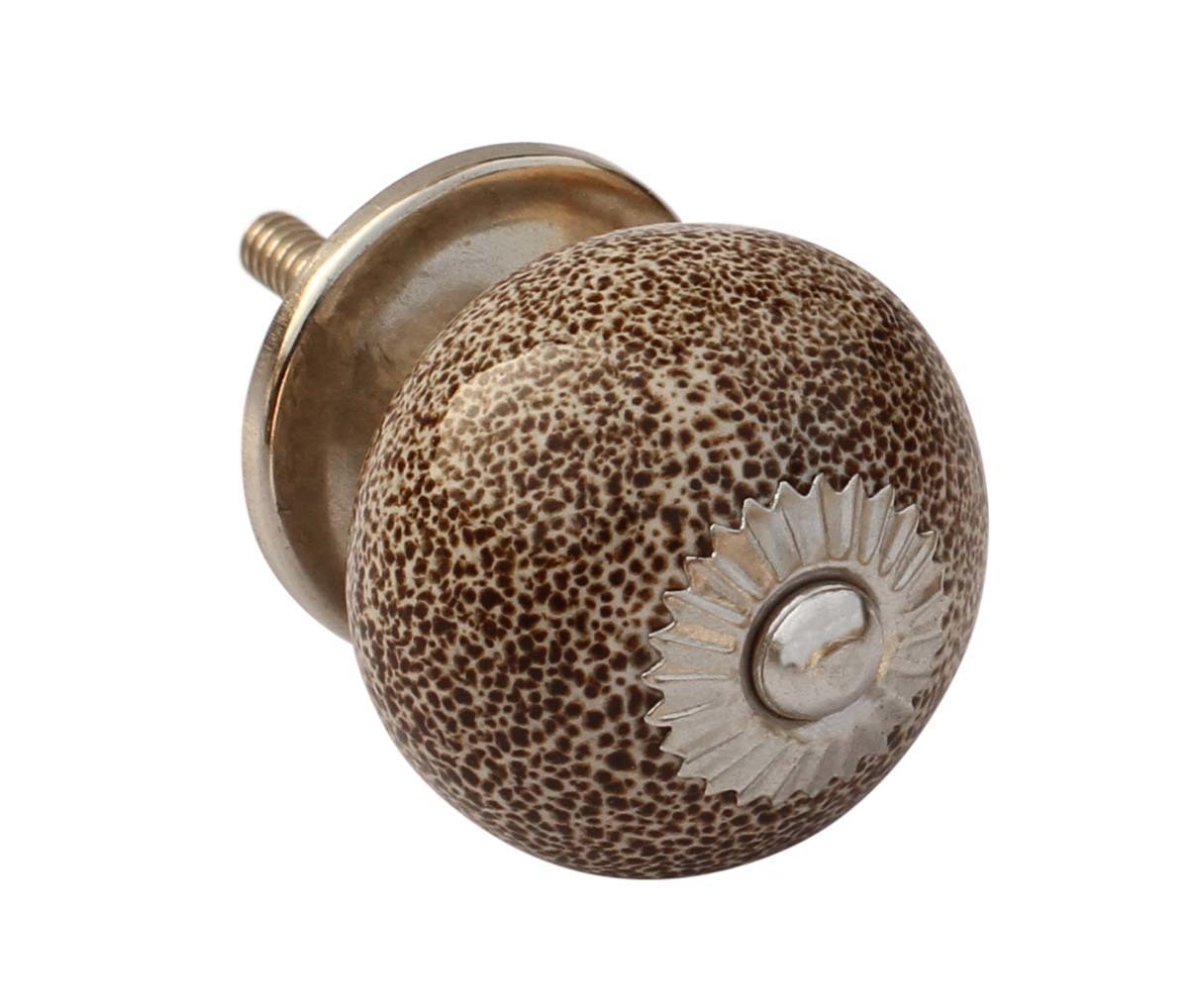 Ceramic Knobs Hand Painted Brown Color With Speckled Leopard Prints