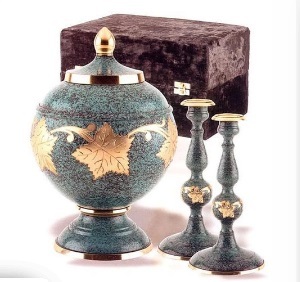 Gold New Brass Memorial Cremation Set