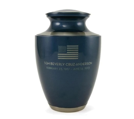 Lattice Solid Brass Cremation Urn - 10" H X 6.3" D, Engraved Floral Design In Gray & Pink