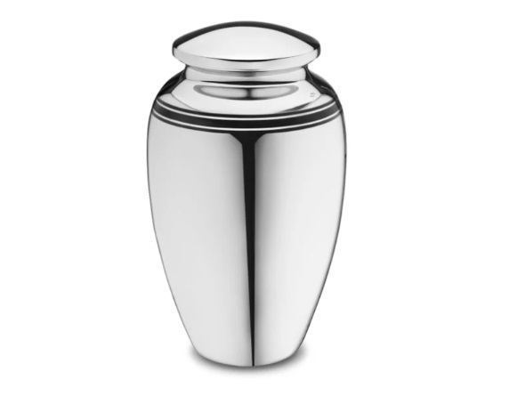 Lattice Solid Brass Cremation Urn - 10" H X 6.3" D, Engraved Floral Design In Gray & Pink