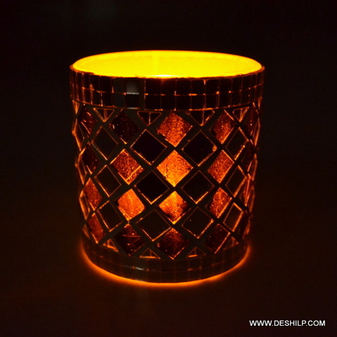 ग्लास सजावटी मोज़ेक मोमबत्ती धारक