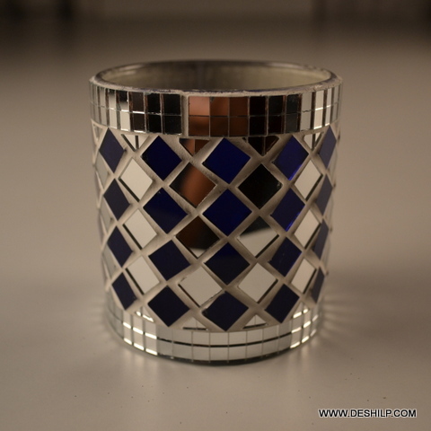 Decorative Mosaic Candle Holder For Decoration - Material: Glass
