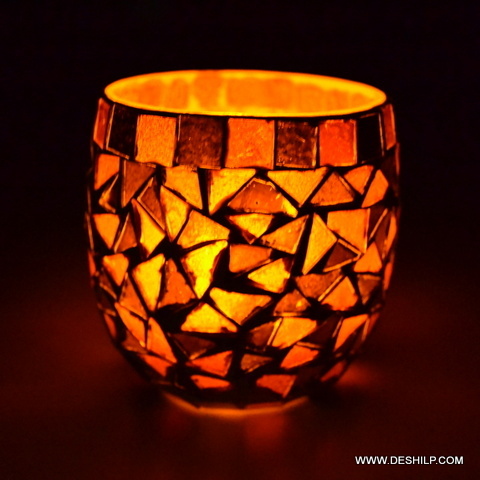 आधुनिक कला रंगीन ग्लास टी लाइट कैंडल होल्डर