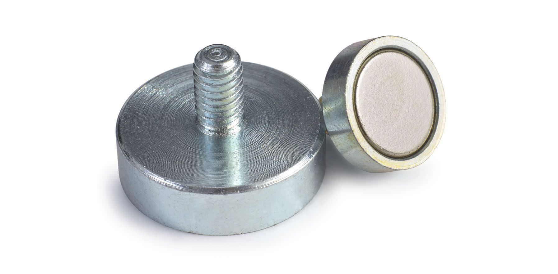 Rectangle Pot Magnets With Stems With Outer Threads