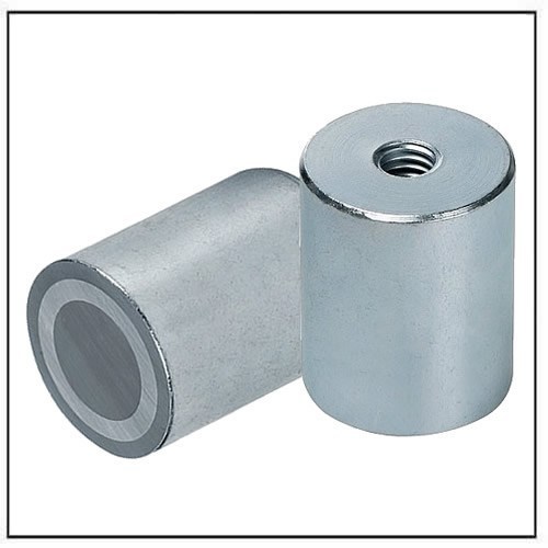 Cylindrical Pot Magnets - Steel Casing, Enhanced Holding Force | Permanent Rubber Magnet, Suitable For Various Temperatures, Versatile Magnetic Fixtures