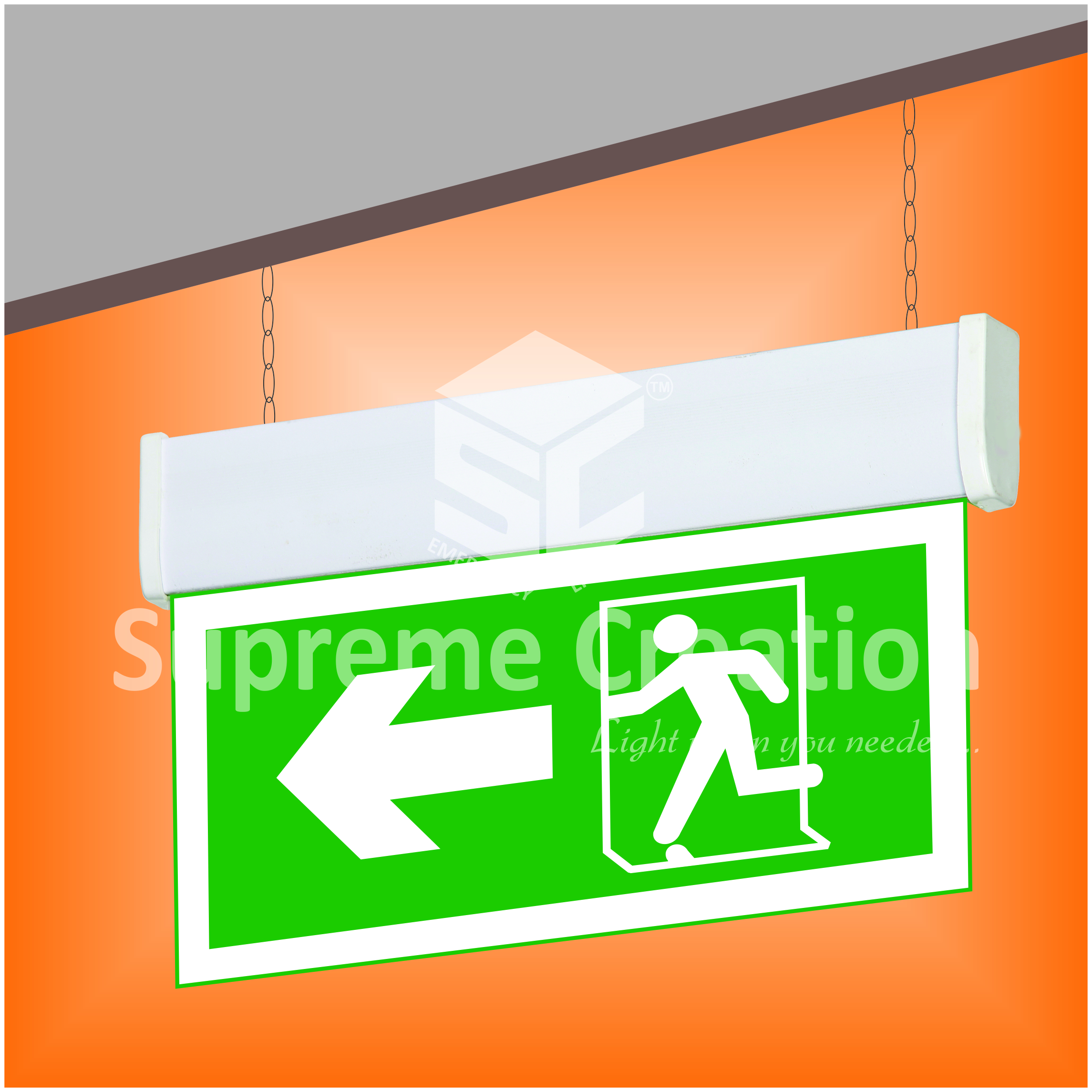 Edge Lit Fire Exit Signage - Acrylic, 300x185 Mm, Green | Portable Rounded Dome Design, Battery Backup With Trickle Charge Feature