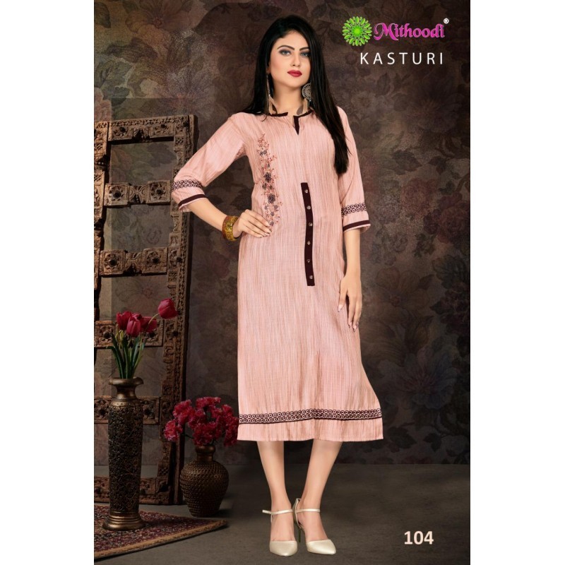 Rayon Style Kurti Decoration Material: Cloths