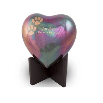 Raku Pet Heart Keepsake - Solid Brass, 2.9x2.7 Inches, Raku Finish | Paw Prints Collection, Floating Hearts Of Love, Ideal Home Decoration