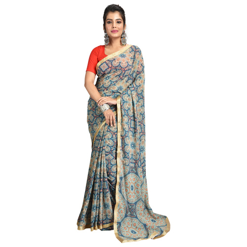 डिजिटल प्रिंटेड साड़ी